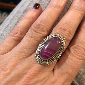 Vintage silver stone ring Size 7.25